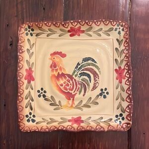 Hand-Painted Rooster Ceramic Plate